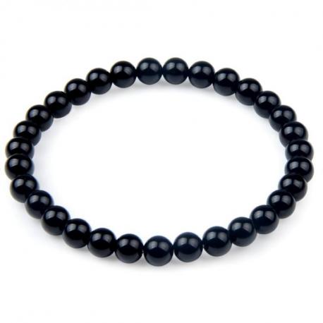 Bracelet Onyx / Agate noire - boules 6mm