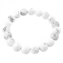 Bracelet pierre en Howlite naturelle - boules 10mm