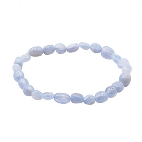 Bracelet Calcedoine Bleue AAA - mini pierres roulées Bracelet Calcedoine Bleue AAA - mini pierres roulées