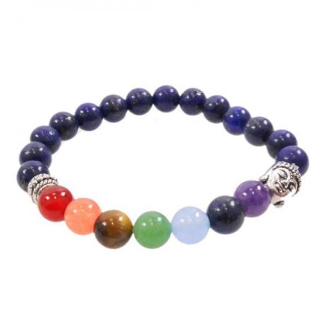 Bracelet Bouddha 7 chakras Lapis lazuli - boules 8mm