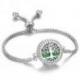 Bracelet Aromathérapie réglable avec diffuseur de parfum - Motif arbre de vie argenté & strass