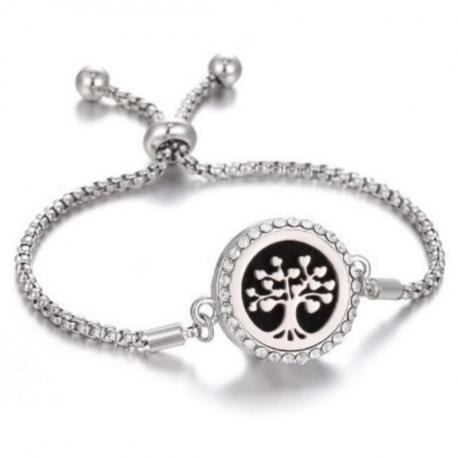 Bracelet Diffuseur de Parfum Modèle Arbre de Vie argenté - L'aromathérapie par les bijoux