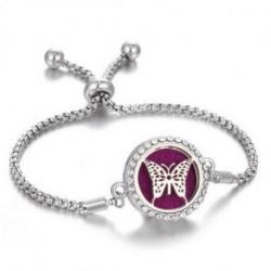 Bracelet Diffuseur de Parfum Modèle Papillon argenté - L'aromathérapie par les bijoux