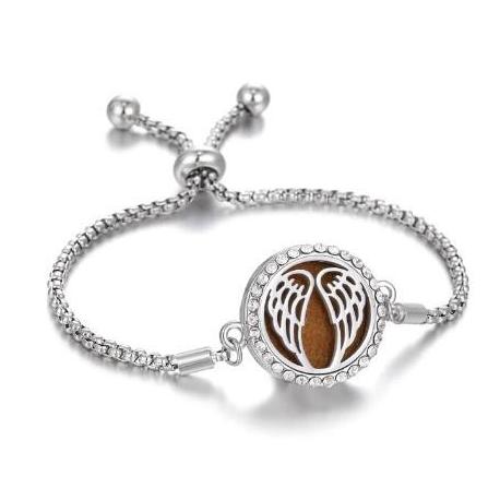 Bracelet Diffuseur de Parfum Modèle Ailes d'Ange argent - L'aromathérapie par les bijoux