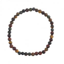 Bracelet œil de Tigre naturel "Les 3 Yeux" (tigre, taureau, faucon) - boules 4mm