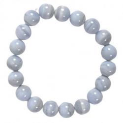Bracelet en Calcédoine Bleue - boules 10mm