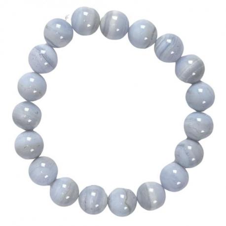 Bracelet en Calcédoine Bleue - boules 10mm Bracelet en Calcédoine Bleue - boules 10mm