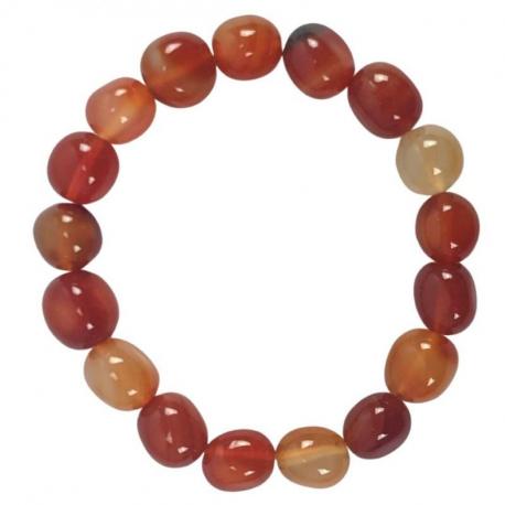 Bracelet Cornaline AAA - pierres roulées 10mm Bracelet Cornaline AAA - pierres roulées 10mm