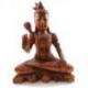 Statue de Shiva assis 30cm en bois massif sculpté teinte marron