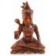 Statue de Shiva assis 30cm en bois massif sculpté teinte marron