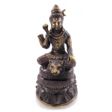 Statuette Shiva en laiton 17cm. Savoir-faire traditionnel asiatique.