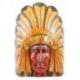 Grand masque de chef indien américain avec coiffe de plumes - bois peint 50cm