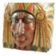 Grand masque de chef indien américain avec coiffe de plumes - bois peint 50cm