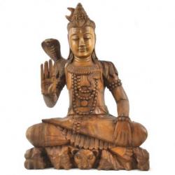 Grande statue de Shiva faite à la main 50cm en bois exotique