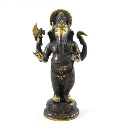 Statuette Ganesh debout en laiton 18cm. Artisanat d'Asie