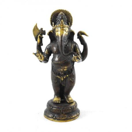 Statuette Ganesh debout en laiton 18cm. Savoir-faire traditionnel d'Asie