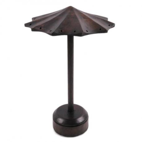 Présentoir à boucles d'oreilles forme parasol  en bois massif teinté marron
