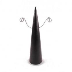 Présentoir à boucles d'oreilles forme cône en bois massif teinté noir