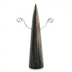 Présentoir à boucles d'oreilles Cône en bois 15cm | Finition "Noir Vintage"