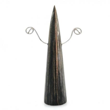 Présentoir à boucles d'oreilles forme cône en bois finition "noir vintage"