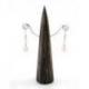 Présentoir à boucles d'oreilles forme cône en bois finition "noir vintage"