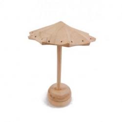 Présentoir à boucles d'oreilles forme parasol  en bois massif brut