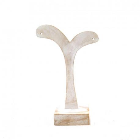 Présentoir / Support à boucles d'oreilles en bois 14cm | Finition "Blanc Cérusé"