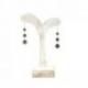 Présentoir / Support à boucles d'oreilles 14cm - Bois finition blanc cérusé