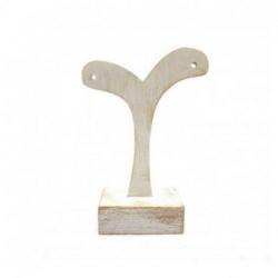Présentoir / Support à boucles d'oreilles en bois 10cm | Finition "Blanc Cérusé"
