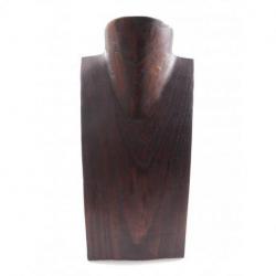 Buste présentoir à colliers en bois massif chocolat 25cm