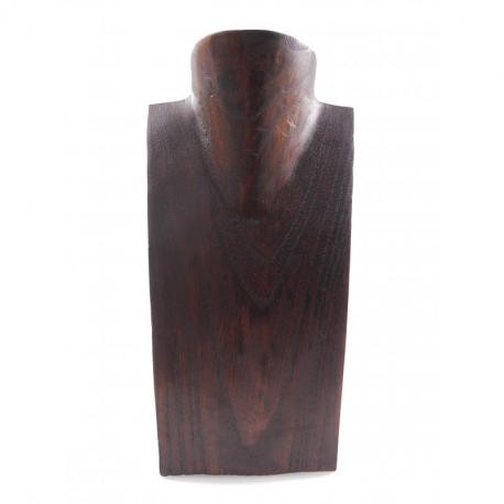 Buste présentoir à colliers en bois 25cm | Finition "Chocolat"