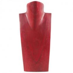 Buste Présentoir à colliers en bois massif rouge 25cm