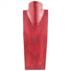 Buste - Présentoir à colliers en bois massif rouge 35cm