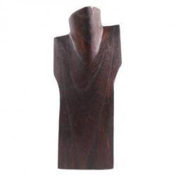 Buste présentoir à colliers en bois massif marron 30cm