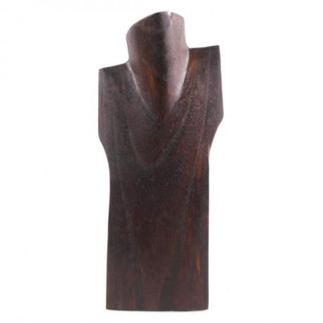Buste présentoir à colliers en bois massif marron 30cm