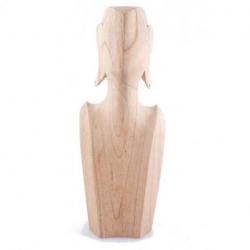 Buste Présentoir à colliers et boucles d'oreilles en bois massif brut