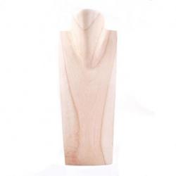 Buste - Présentoir à colliers en bois massif brut 35cm