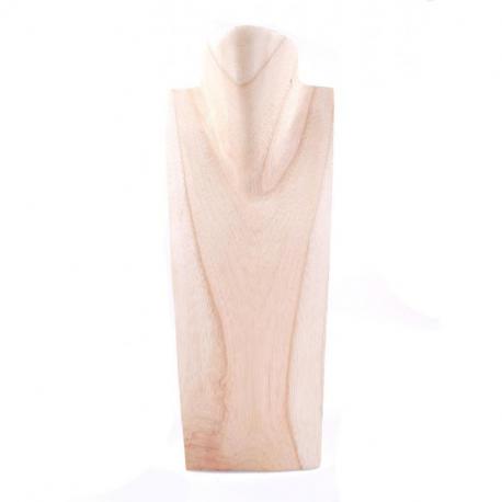 Buste - Présentoir à colliers en bois massif brut 35cm