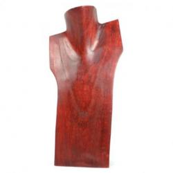 Buste présentoir à colliers en bois massif rouge 30cm