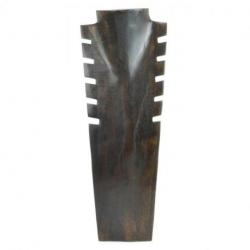 Buste présentoir à colliers cranté en bois massif couleur chocolat 40cm