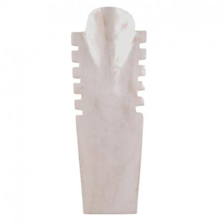Buste présentoir à colliers cranté en bois massif blanc cérusé 40cm