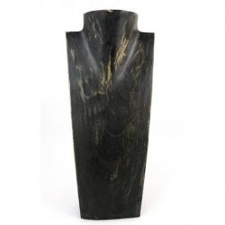Présentoir à collier, buste en bois 35cm finition "noir vintage"