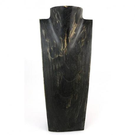 Présentoir à collier, buste en bois 35cm finition "noir vintage"