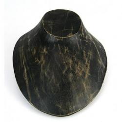 Buste présentoir à collier en bois finition "noir vintage"