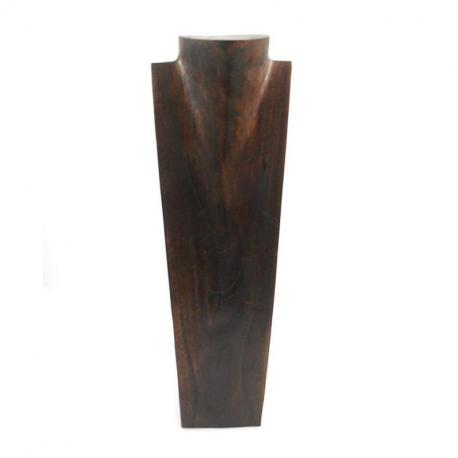 Présentoir spécial colliers longs 60cm buste en bois "chocolat"