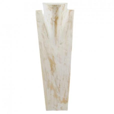 Présentoir spécial colliers longs 60cm buste en bois finition "blanc cérusé"