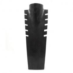 Buste présentoir à colliers cranté en bois massif noir 40cm