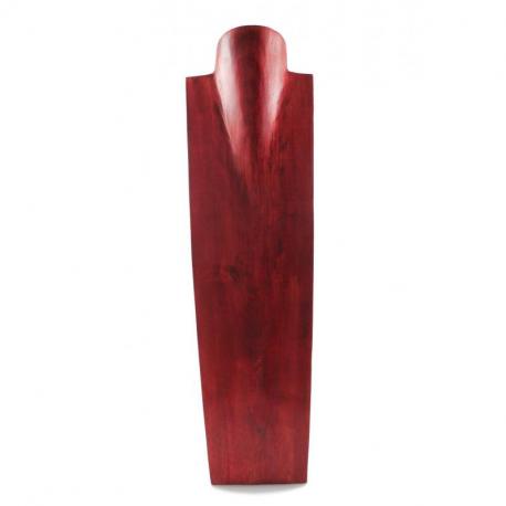 Présentoir spécial colliers longs 60cm buste en bois rouge