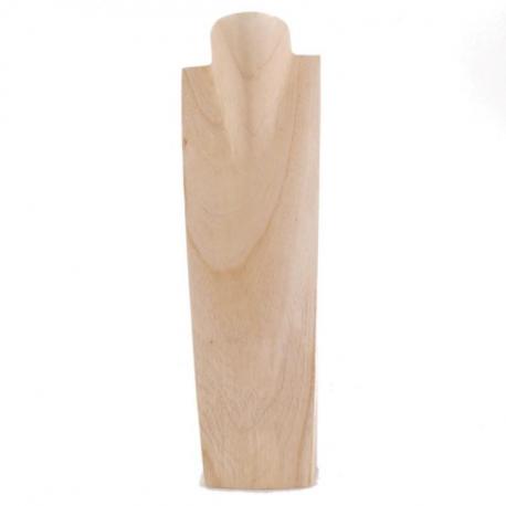 Grand Buste en bois Présentoir à colliers 50cm | Finition "Bois brut naturel"