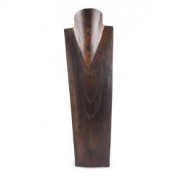 Présentoir spécial colliers longs 50cm buste en bois "chocolat"